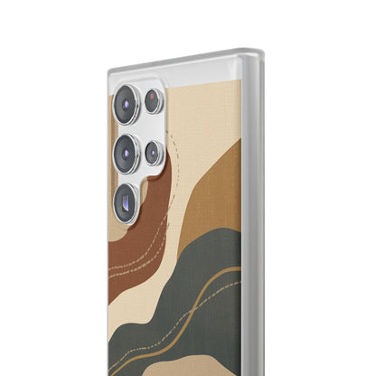 Abstract Earth Tone Phone Case — Boho Wavy Flexi Case