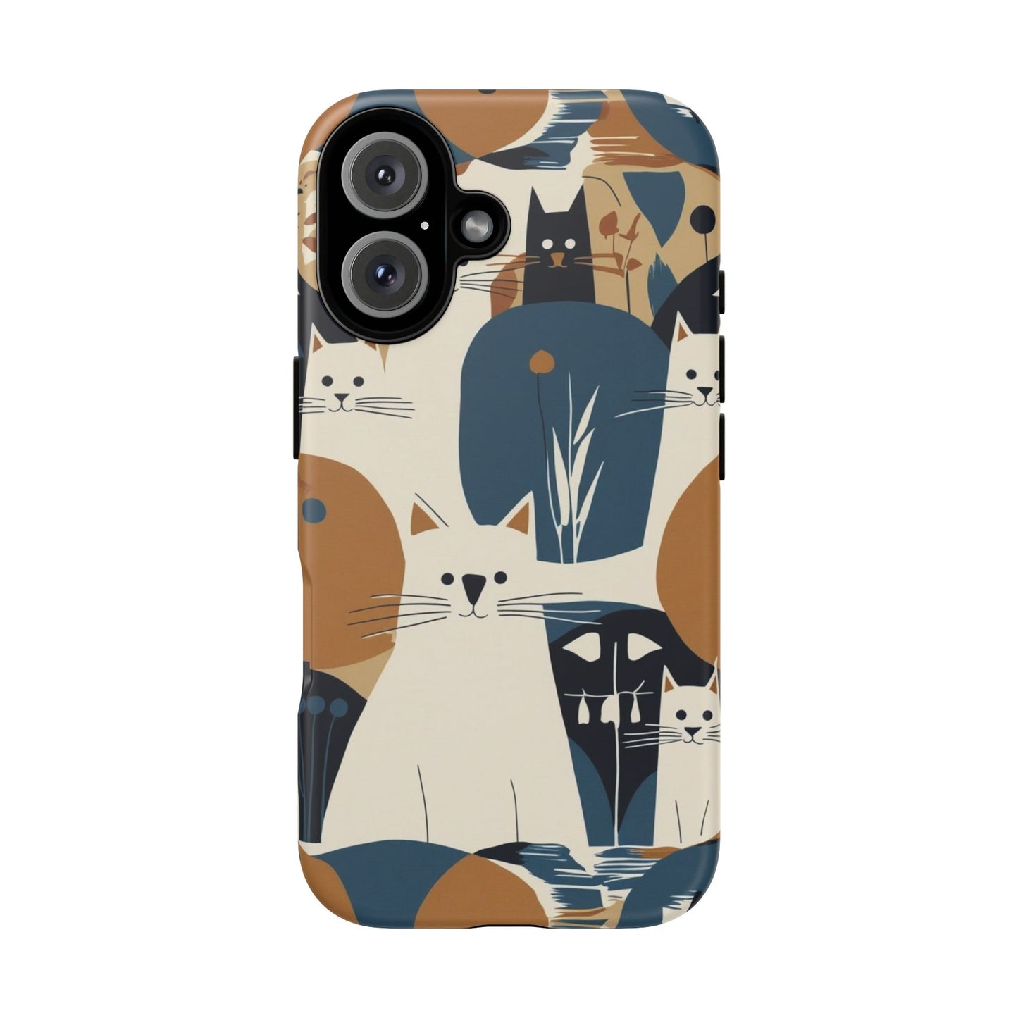 Cat Pattern Phone Case – Retro Abstract Cats Protective iPhone Cover