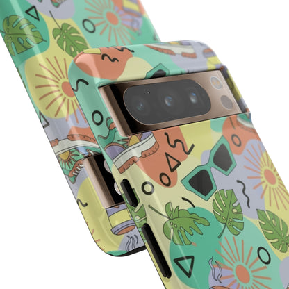 Tropical Summer Phone Case — Retro Sunglasses, Sneakers & Palm Pattern