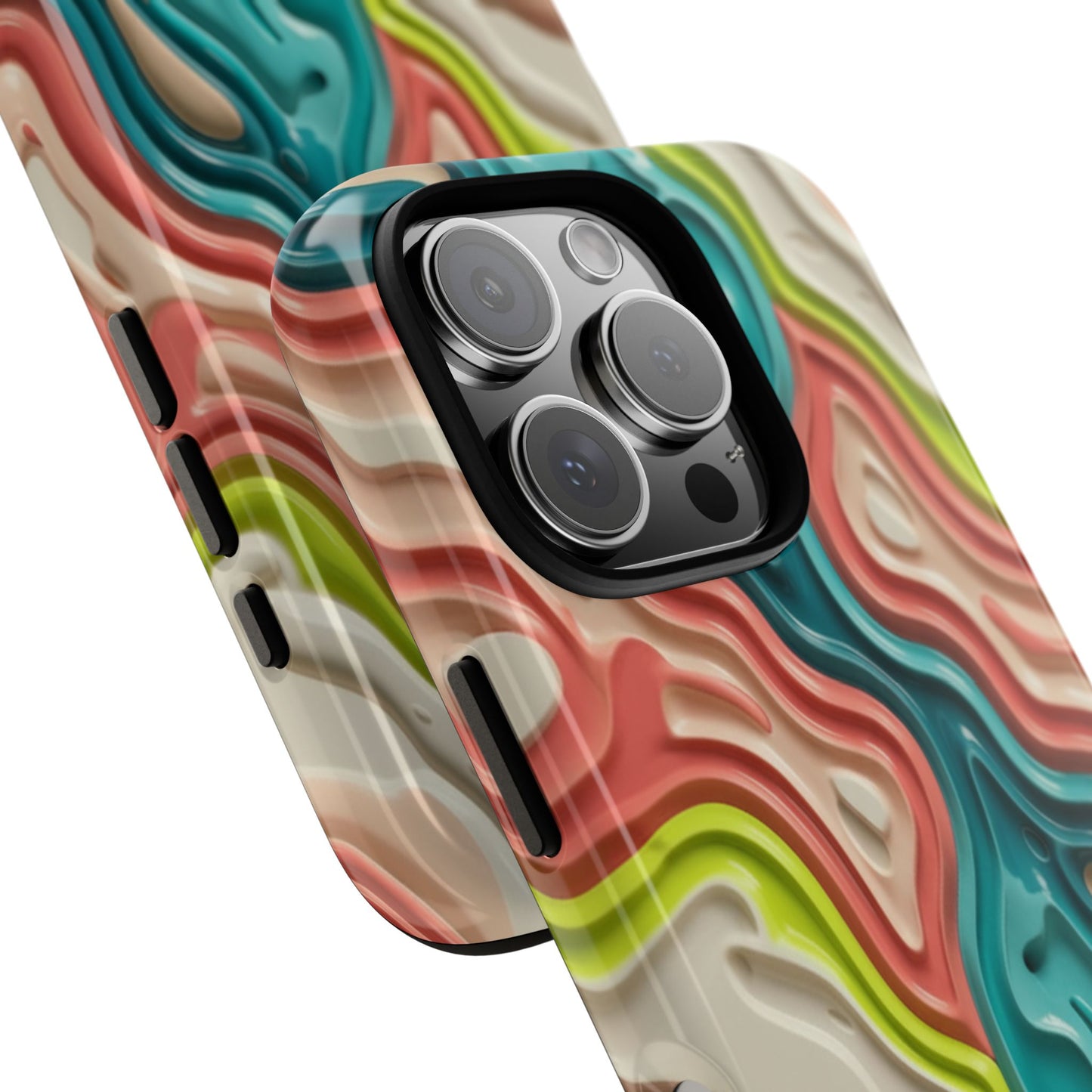 Abstract Contour Phone Case — Colorful Topographic Pattern Tough Case