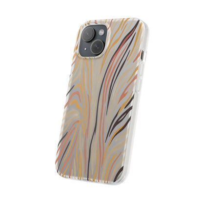 Marbled Neutral Stripe Phone Case — Abstract Beige & Terracotta Flexi Case