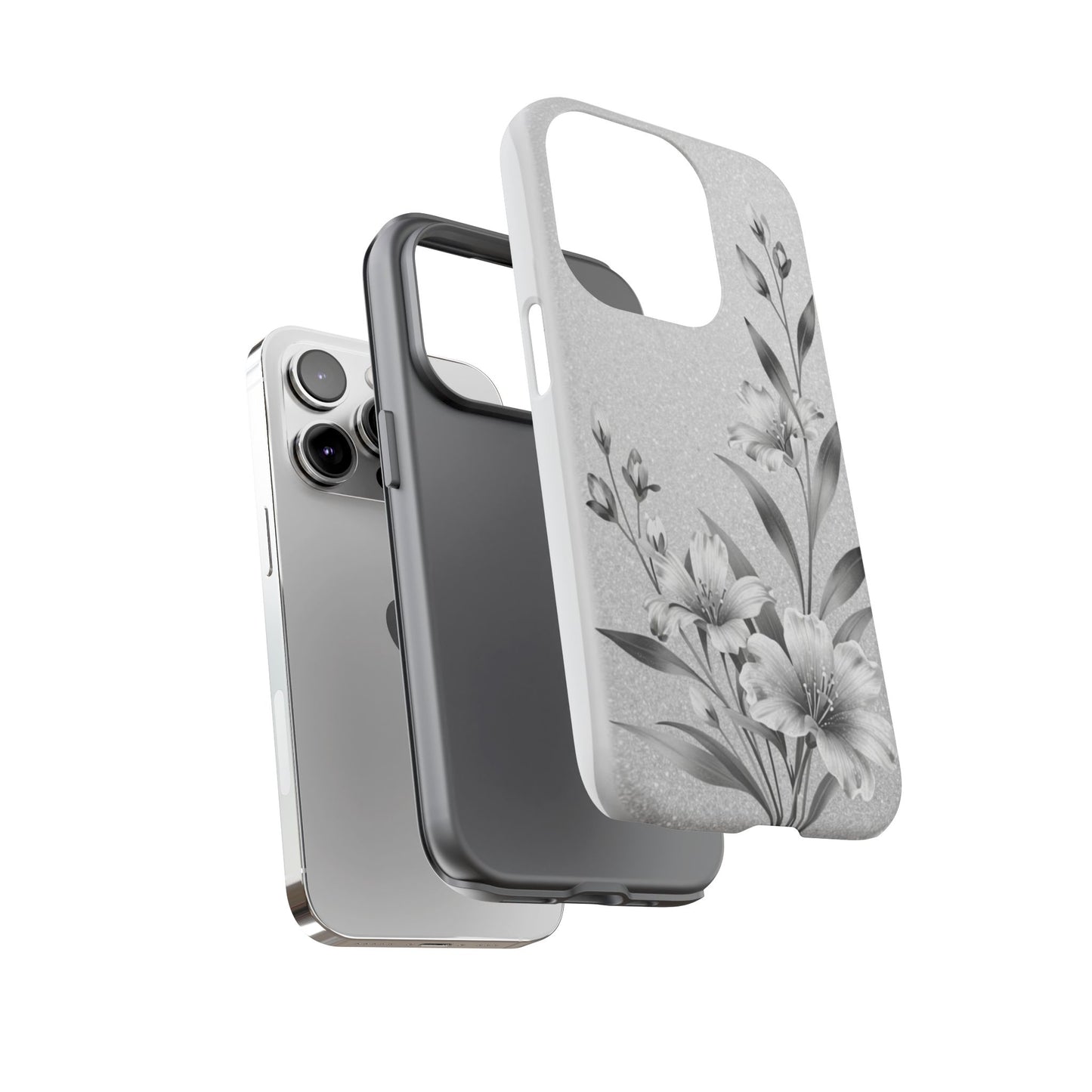 Floral Monochrome Phone Case — Elegant Black & White Lily Design