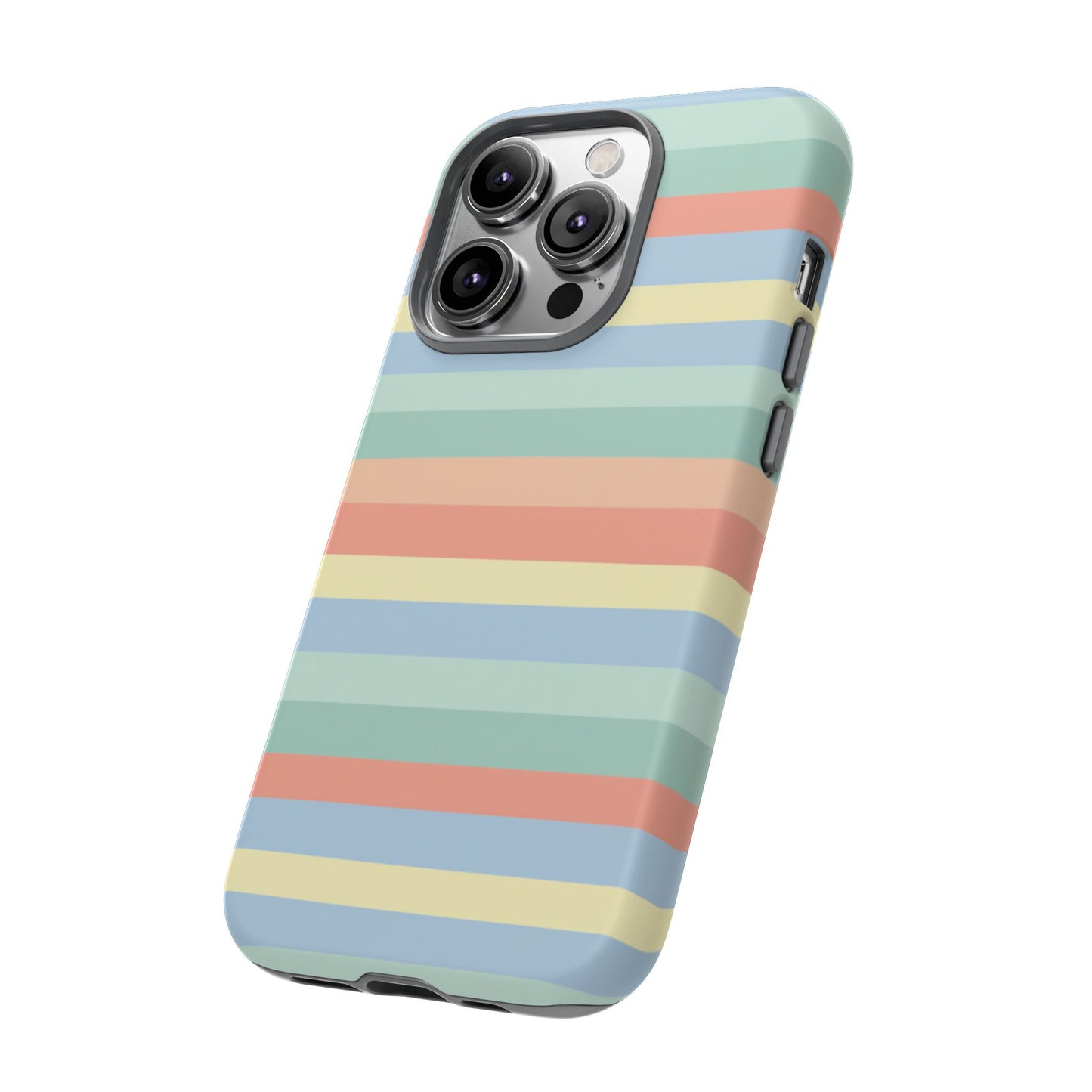 Pastel Striped Phone Case — Retro Horizontal Multi-Color Tough Case