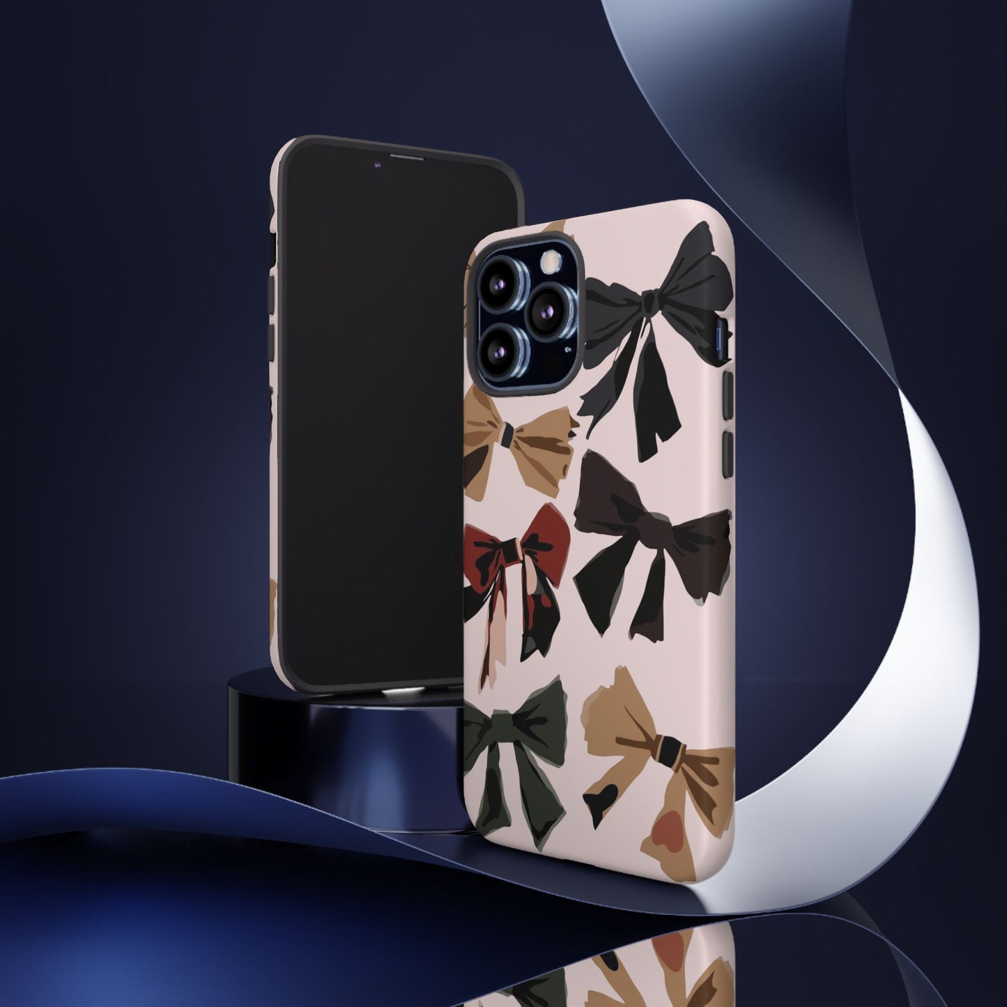 Bow Pattern Phone Case - Pink, Brown & Black Bows Protective Cover