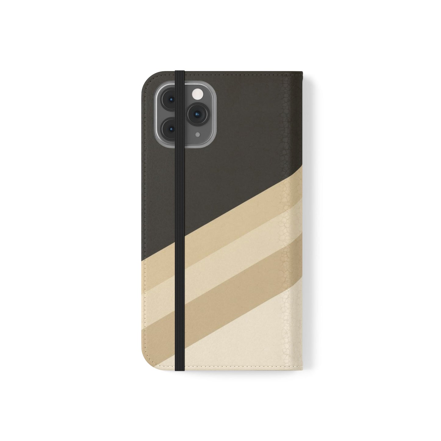 Retro Neutral Stripe Flip Phone Case — Wallet Folio with Card Slots
