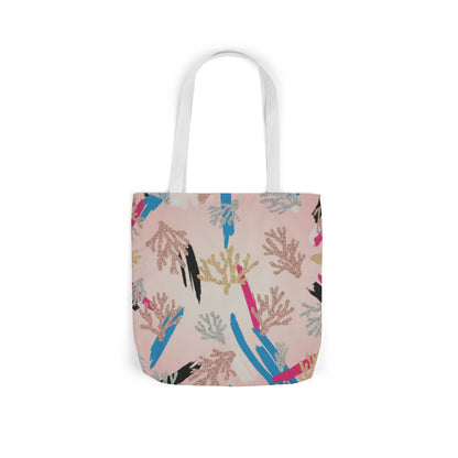 Abstract Coral Pattern Canvas Tote — Beachy Pink Reusable Bag