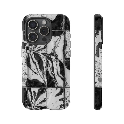 Monochrome Tile Floral Tough Phone Case