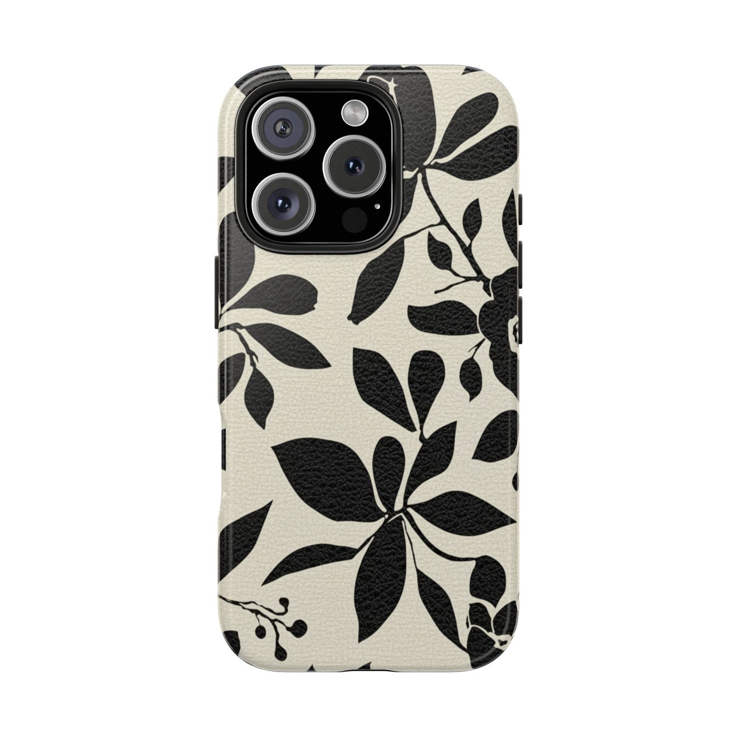 Tough Phone Case — Black Floral Silhouette Protective Cover