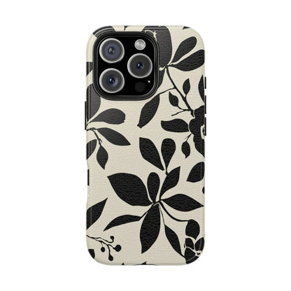 Tough Phone Case — Black Floral Silhouette Protective Cover