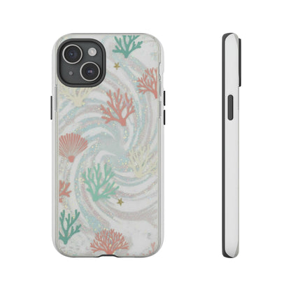 Seafoam Coral Tough Phone Case - Pastel Ocean Wave Design