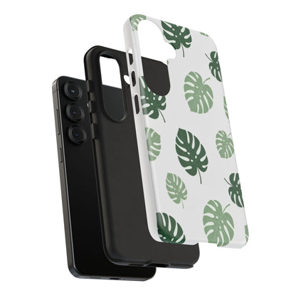 Monstera Leaf Tough Phone Case – Tropical Green Palm Pattern Protective Cover