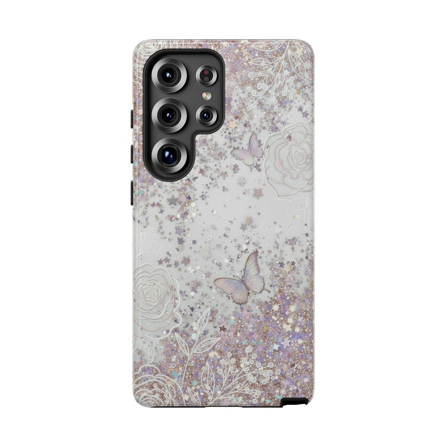 Butterfly Glitter Tough Phone Case — Floral Sparkle Protective Case