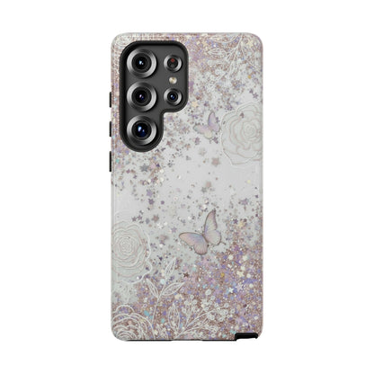 Butterfly Glitter Tough Phone Case — Floral Sparkle Protective Case