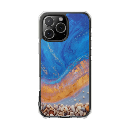 Clear Magnetic Impact Phone Case — Blue Ocean Resin & Pebble Design