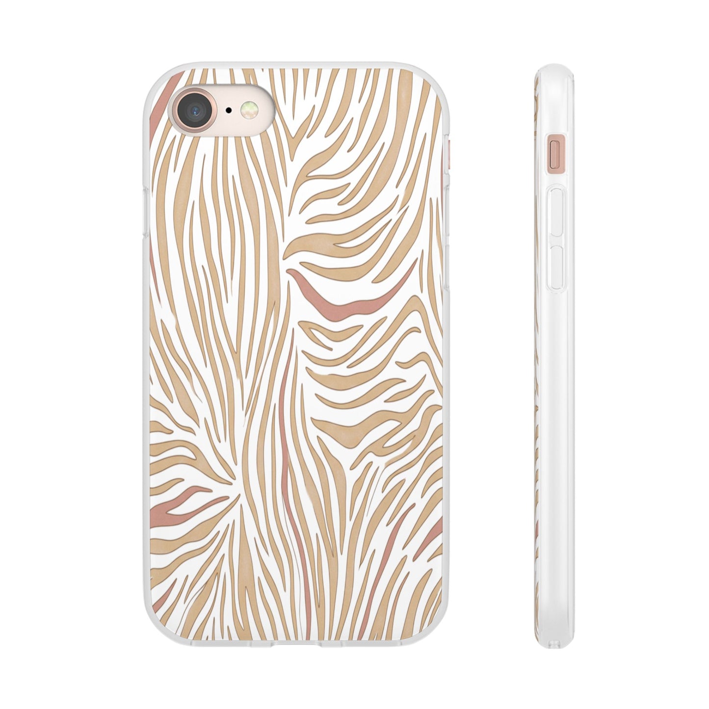 Neutral Zebra Print Flexi Case — Beige & Rose Gold Animal Pattern Phone Cover