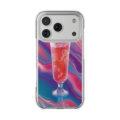 Clear Magnetic Phone Case — Retro Pink Soda Float Design