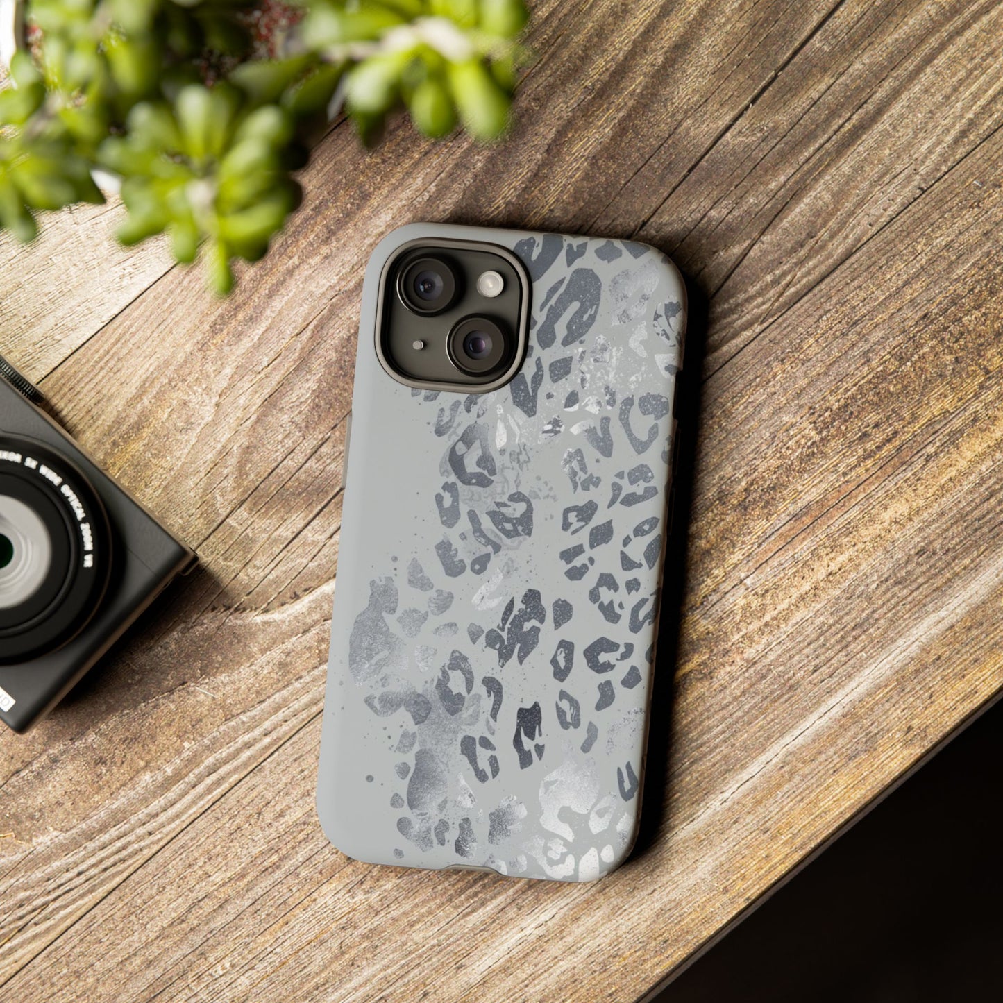 Gray Leopard Print Tough Phone Case