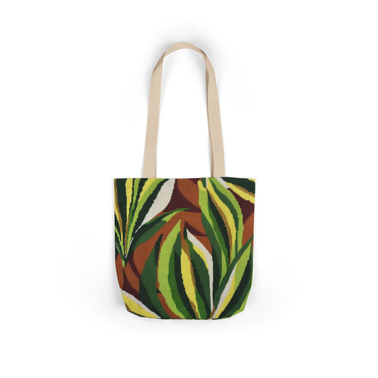 Botanical Leaves Canvas Tote — Green Tropical Leaf Print