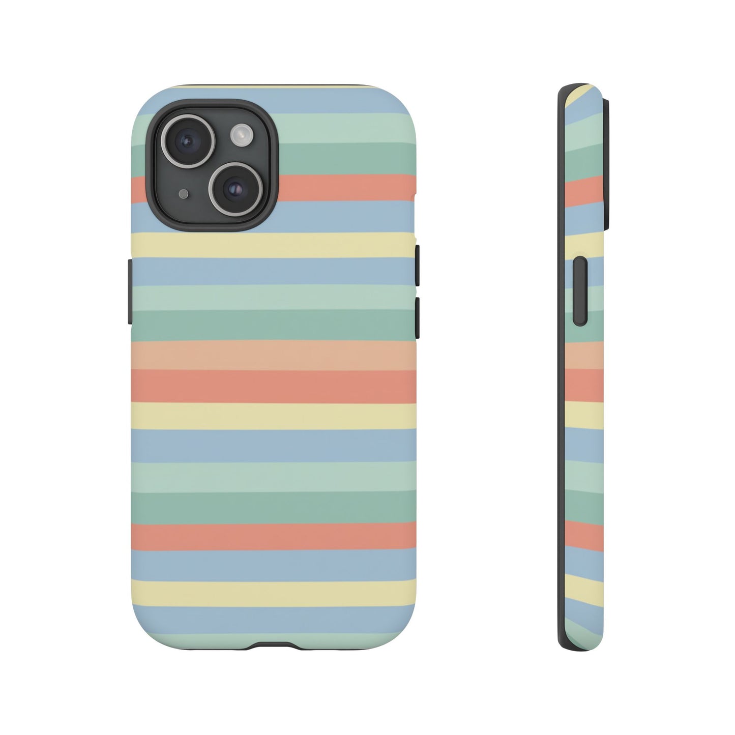 Pastel Striped Phone Case — Retro Horizontal Multi-Color Tough Case