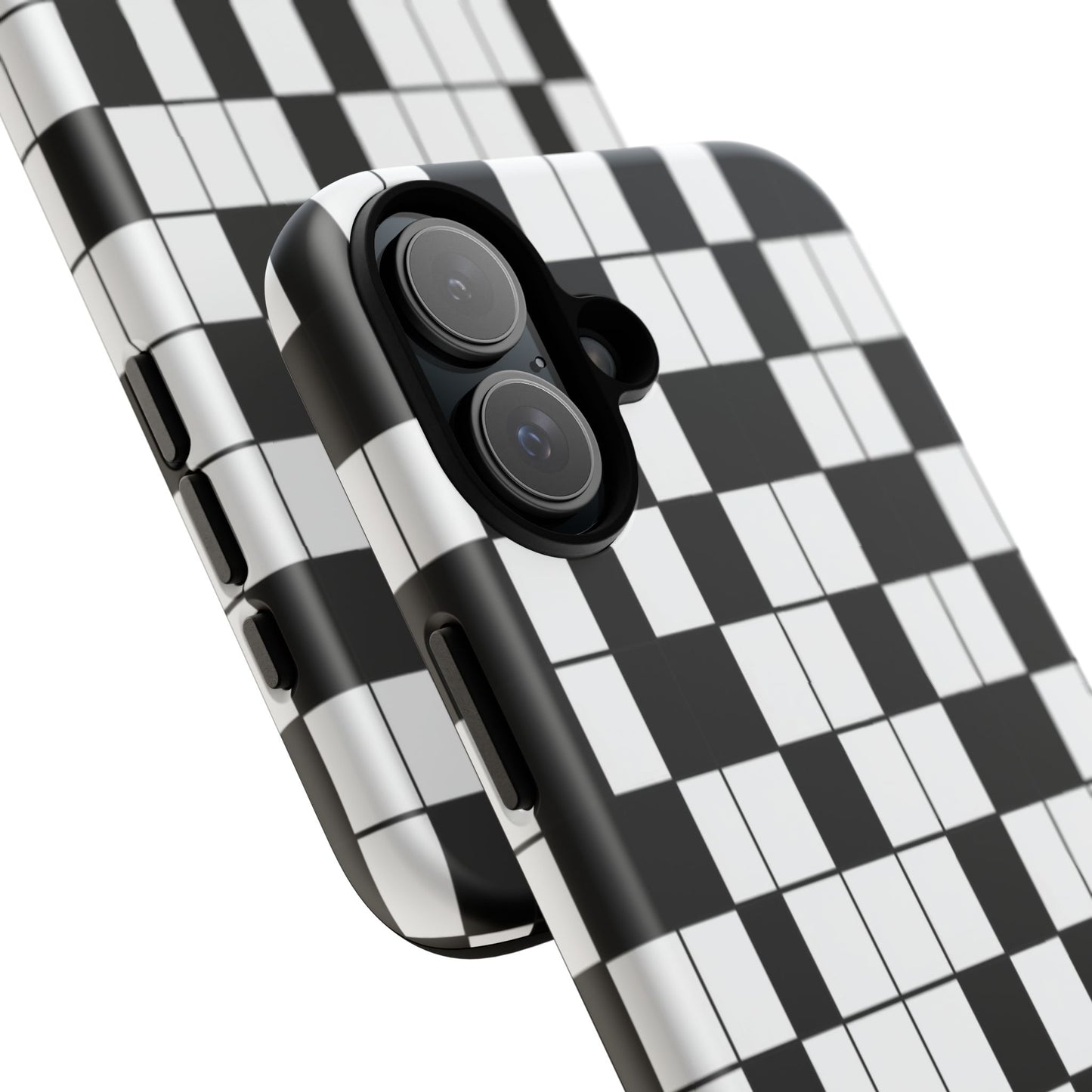 Crossword Grid Phone Case — Black & White Puzzle Pattern Tough Phone Cover