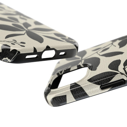 Tough Phone Case — Black Floral Silhouette Protective Cover