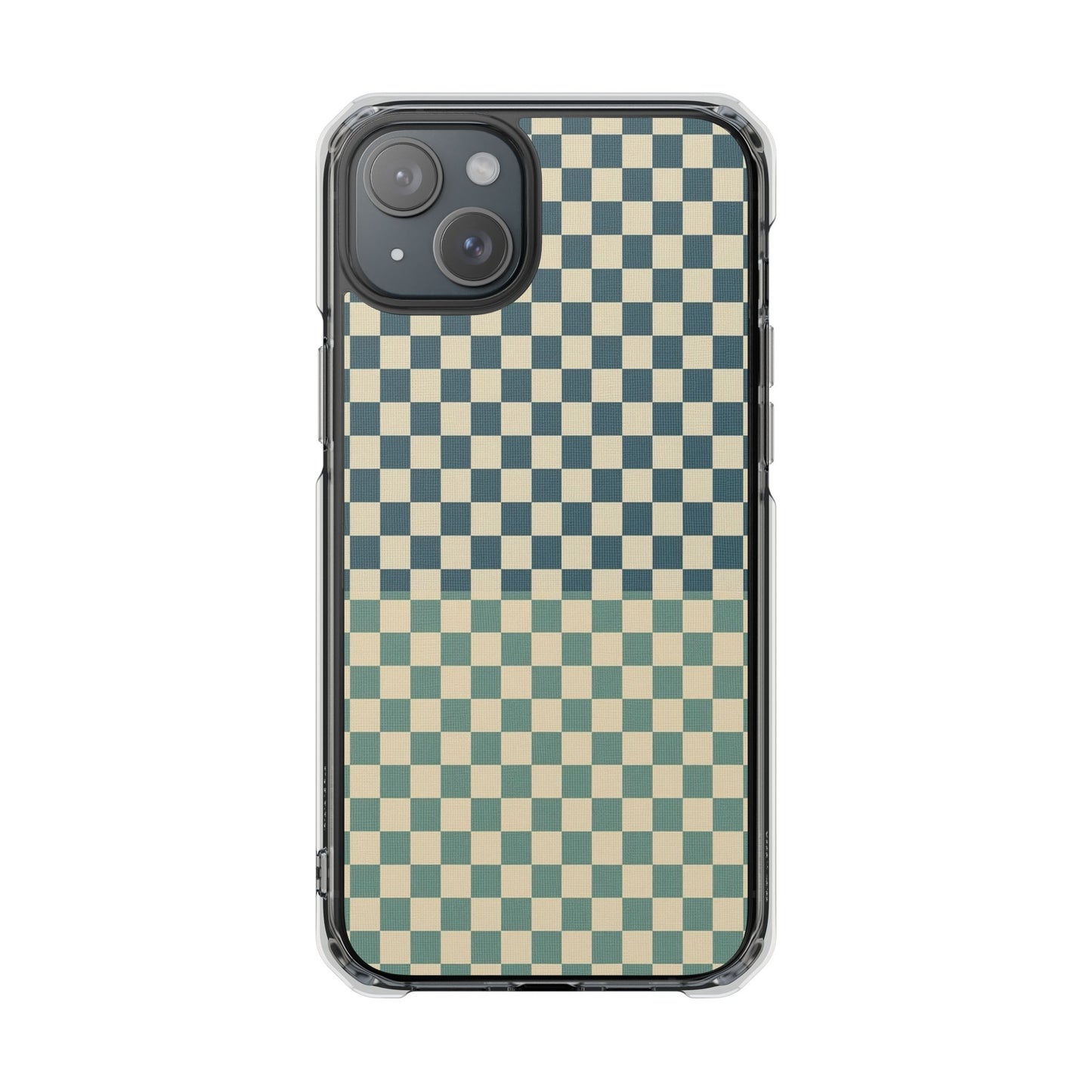 Clear Magnetic Phone Case — Vintage Green Checkerboard Protective Cover