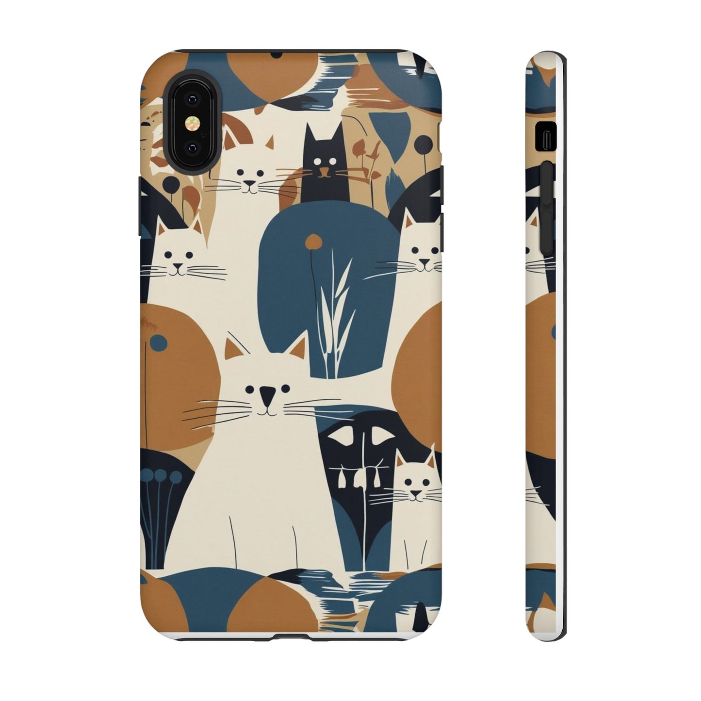 Cat Pattern Phone Case – Retro Abstract Cats Protective iPhone Cover