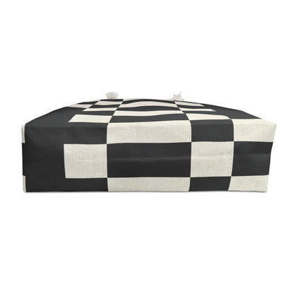 Monochrome Checkerboard Weekender Bag — Black & Ivory Travel Tote
