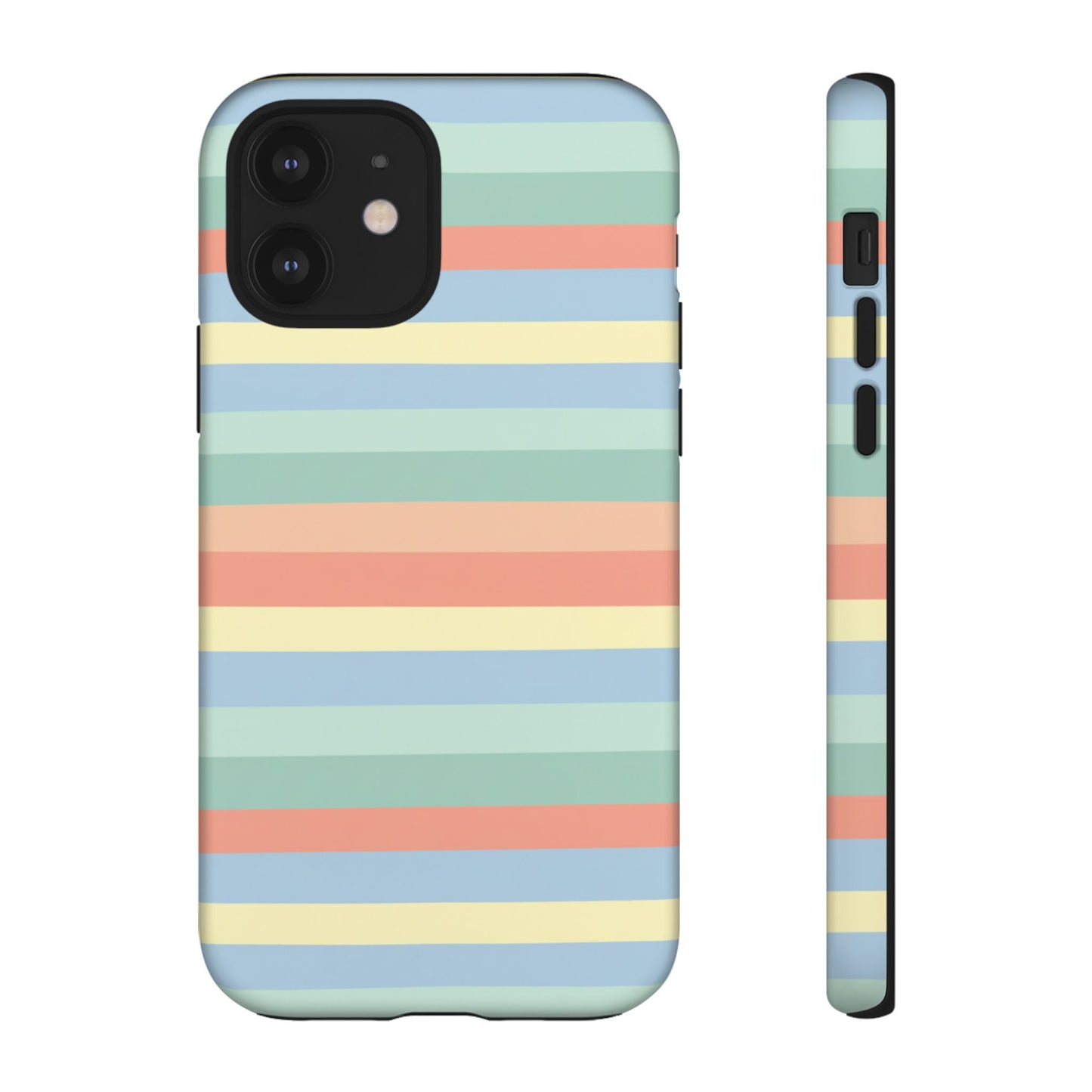 Pastel Striped Phone Case — Retro Horizontal Multi-Color Tough Case