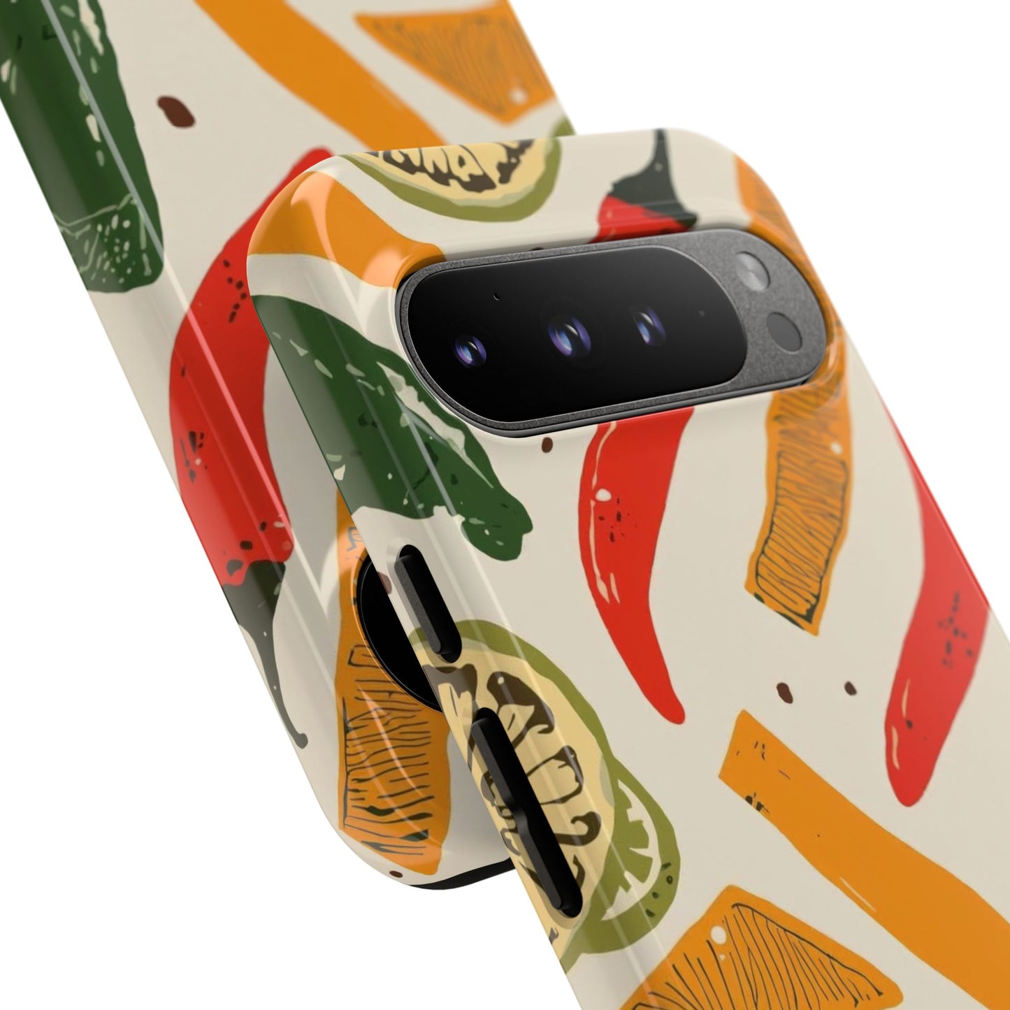 Spicy Peppers Phone Case – Colorful Chili, Lime & Citrus Pattern