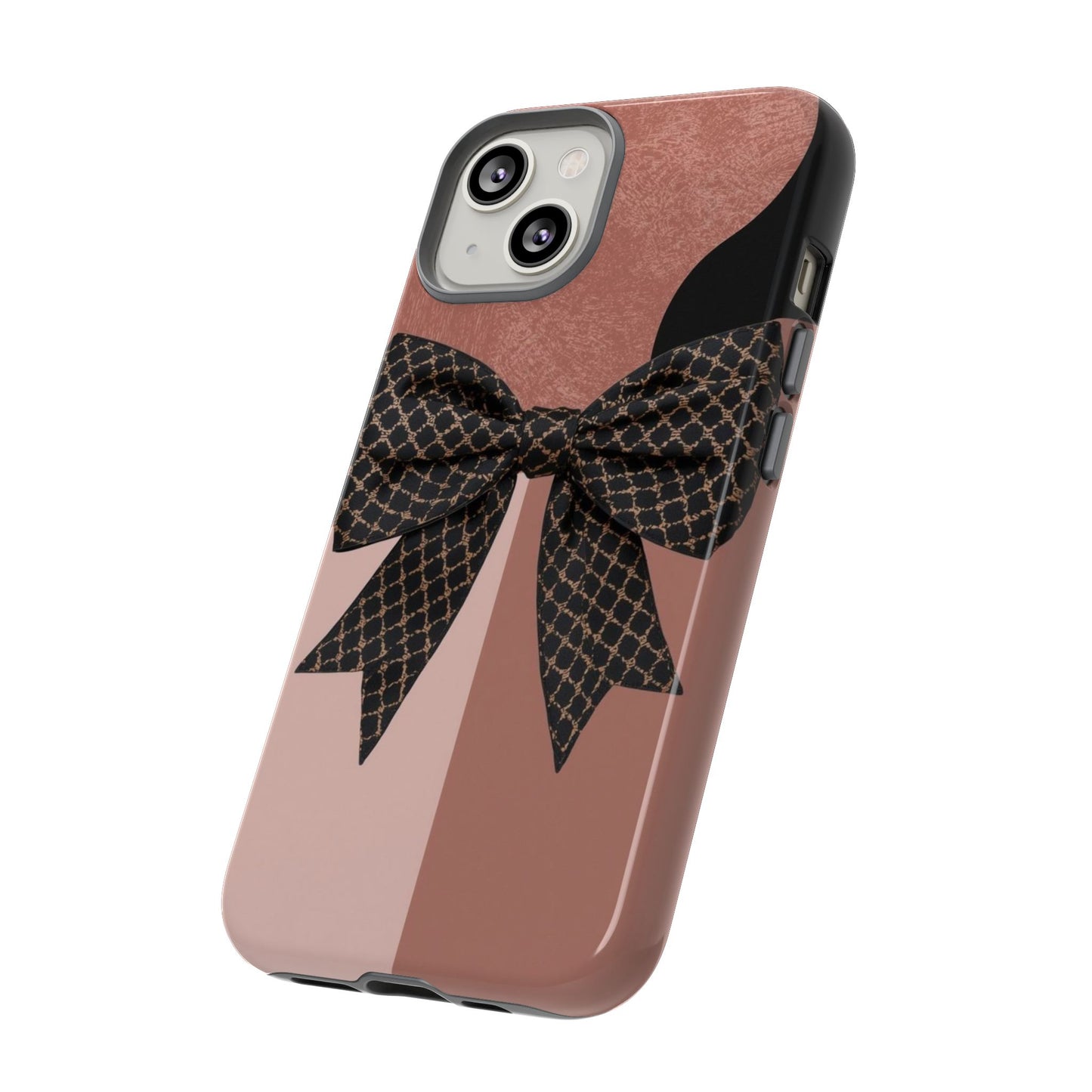 Bow Stripe Tough Phone Case – Pink Mauve Protective Cover