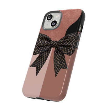 Bow Stripe Tough Phone Case – Pink Mauve Protective Cover