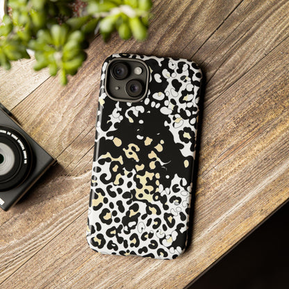 Leopard Splash Tough Phone Case — Black & Cream Animal Print Protective Cover