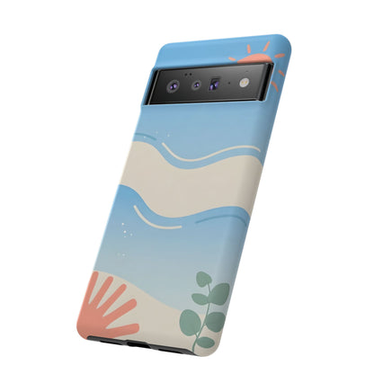 Beach Waves Tough Phone Case — Summer Sun & Seashell Protective Cover