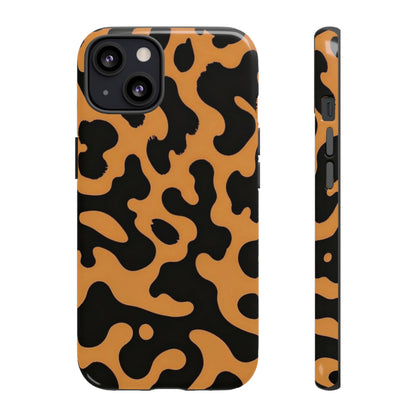 Leopard Print Phone Case — Orange & Black Tough Pattern Protective Cover