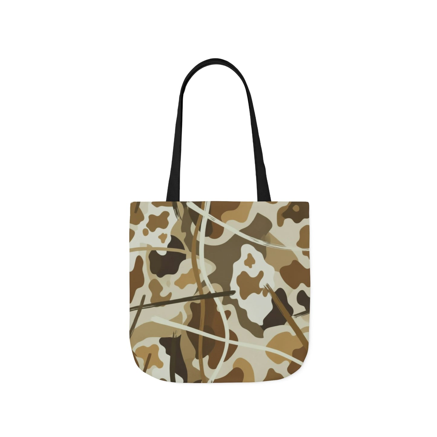 Camo Canvas Tote Bag — Beige Outdoor Pattern with 3 Color Straps