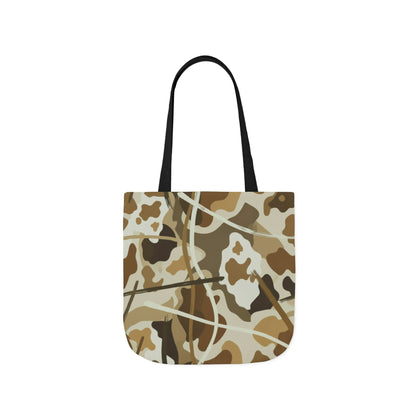 Camo Canvas Tote Bag — Beige Outdoor Pattern with 3 Color Straps