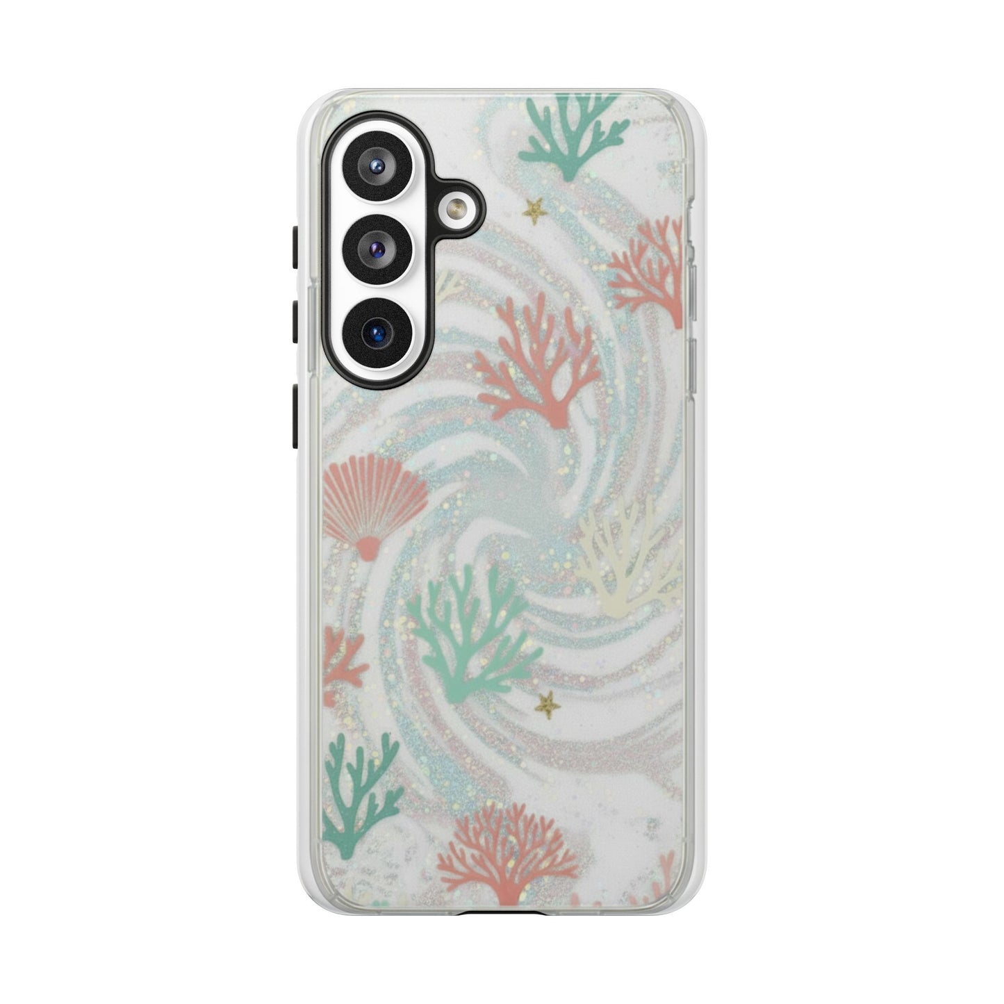 Seafoam Coral Tough Phone Case - Pastel Ocean Wave Design