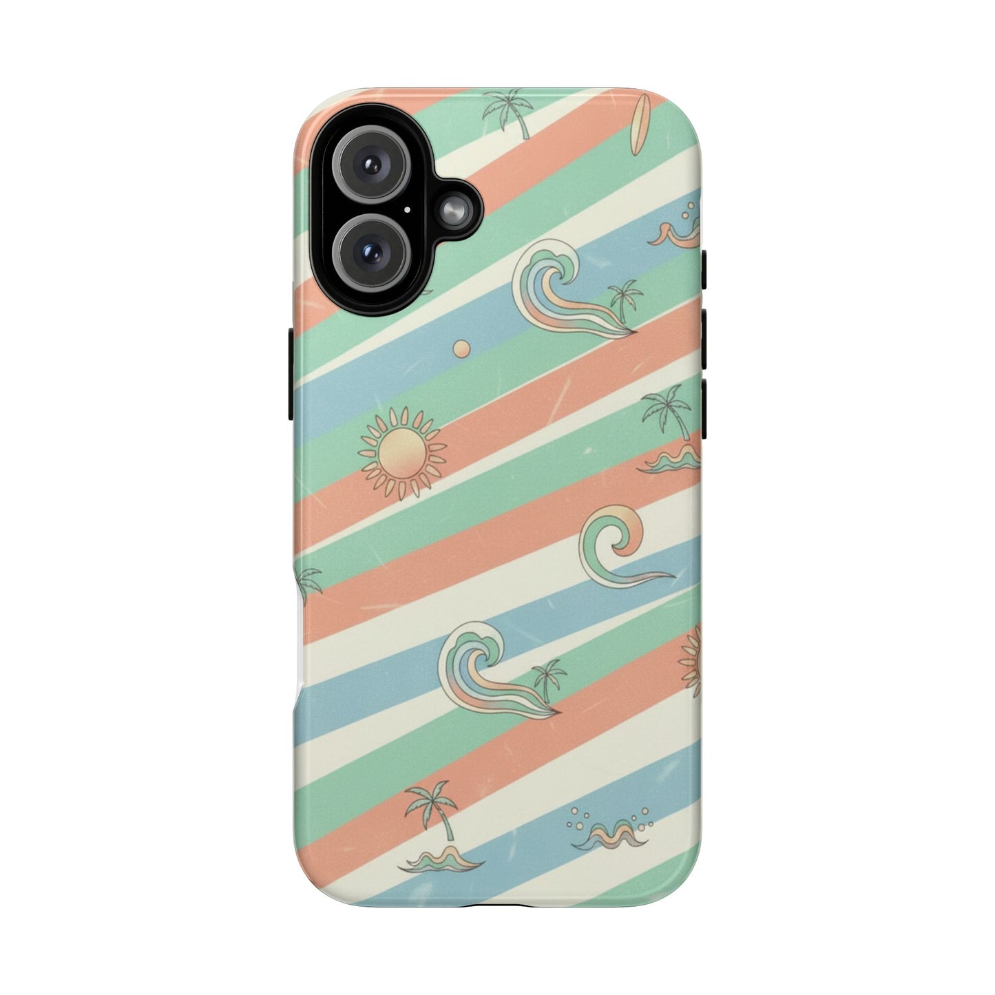 Surf Stripe Tough Phone Case — Retro Beach Waves Pattern