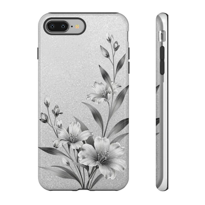 Floral Monochrome Phone Case — Elegant Black & White Lily Design