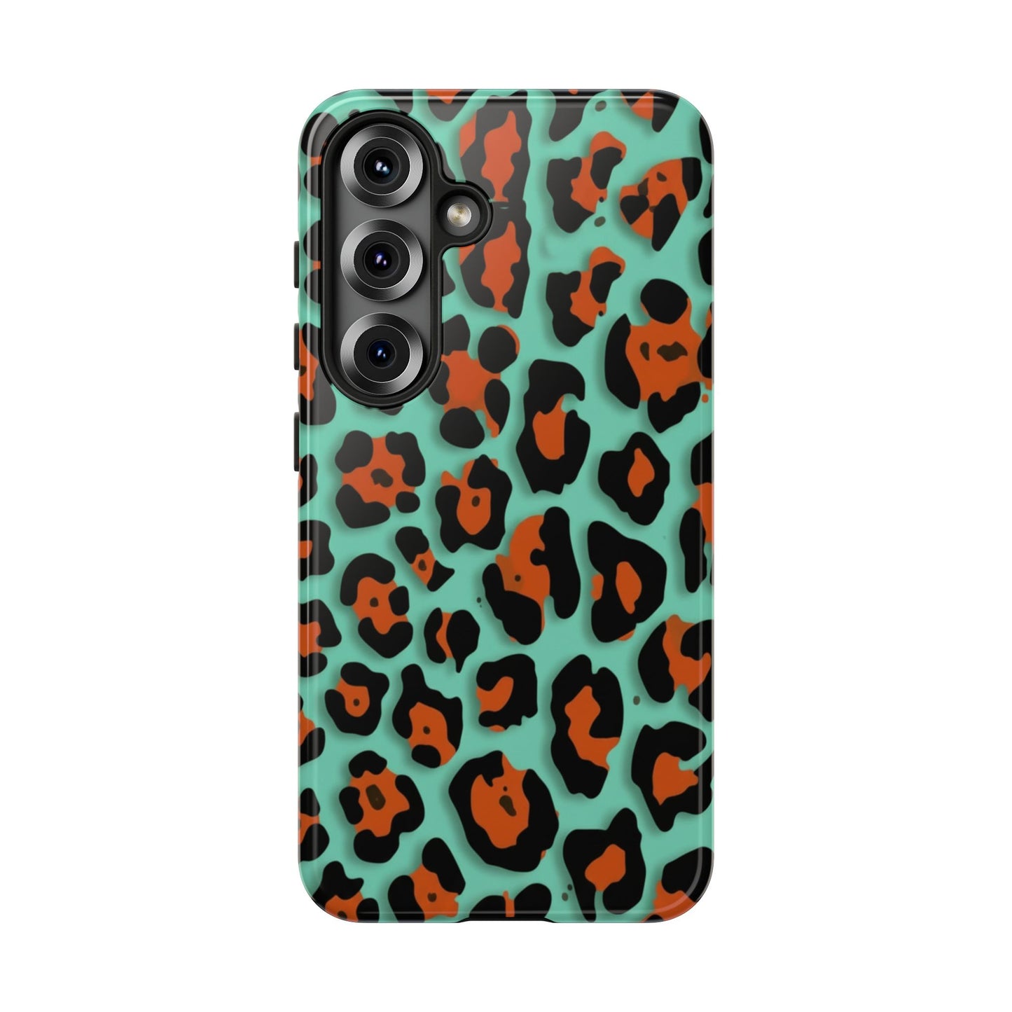 Teal & Rust Leopard Phone Case — Tough Protective Animal Print