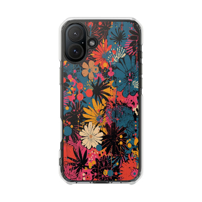 Clear Magnetic Phone Case — Colorful Floral Impact Protection