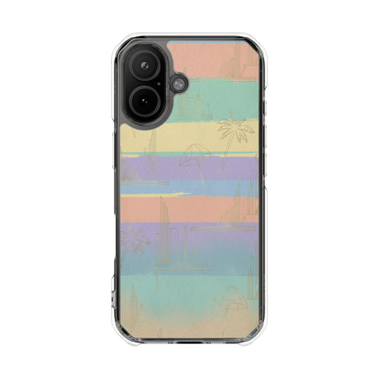 Pastel Stripe Clear Magnetic Impact Phone Case — Retro Beach Vibes