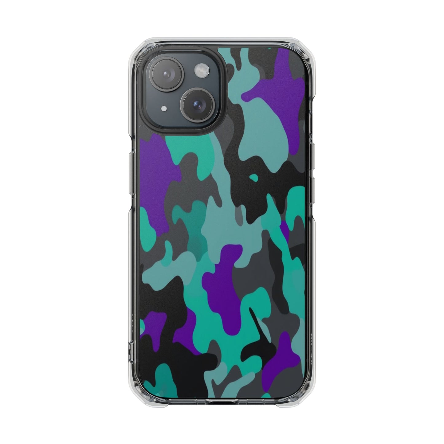 Camouflage Clear Magnetic Impact Phone Case — Teal & Purple Camo