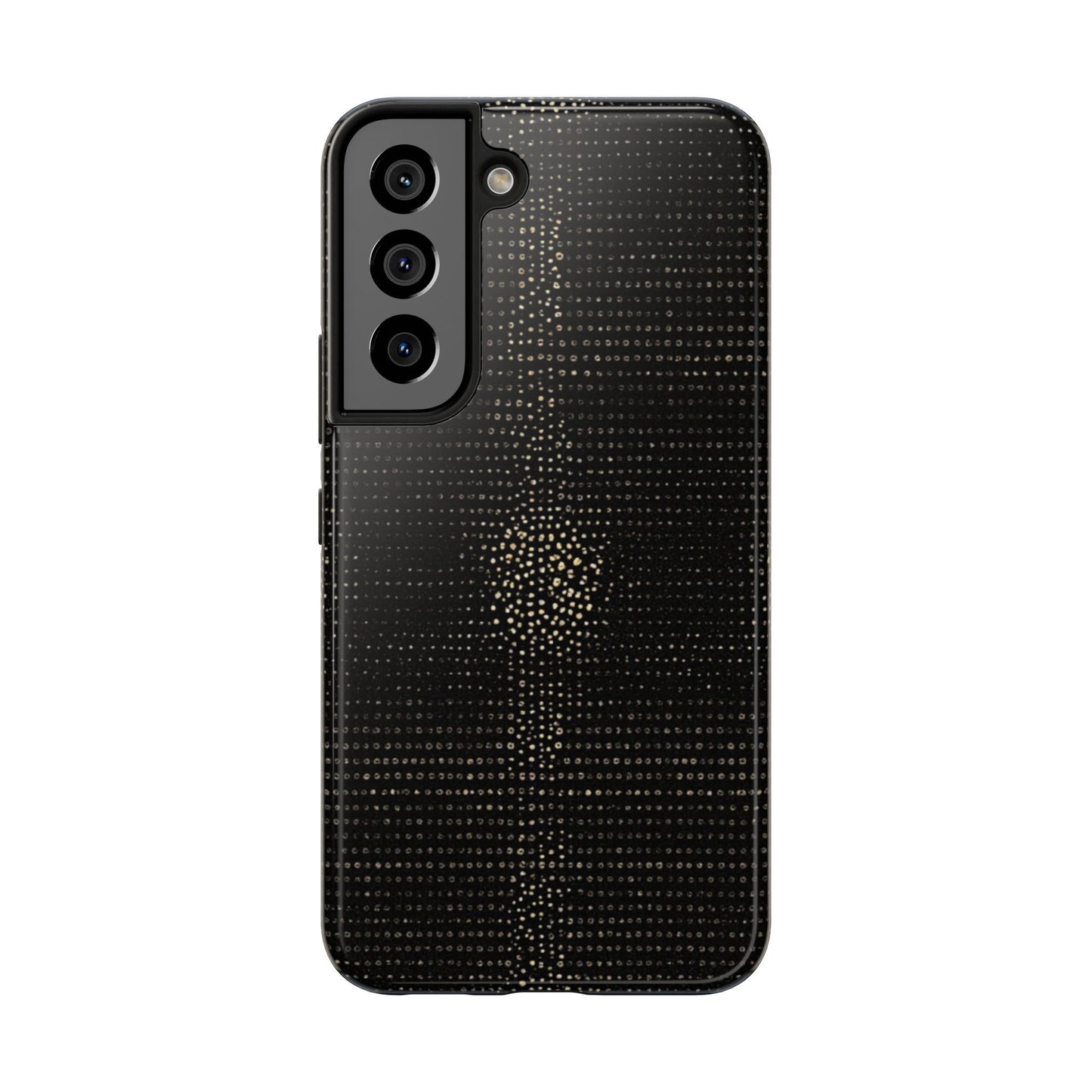 Tough Phone Case — Black Textured Metallic Dot Shield
