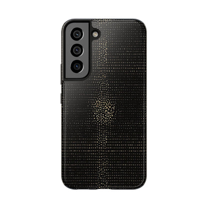 Tough Phone Case — Black Textured Metallic Dot Shield
