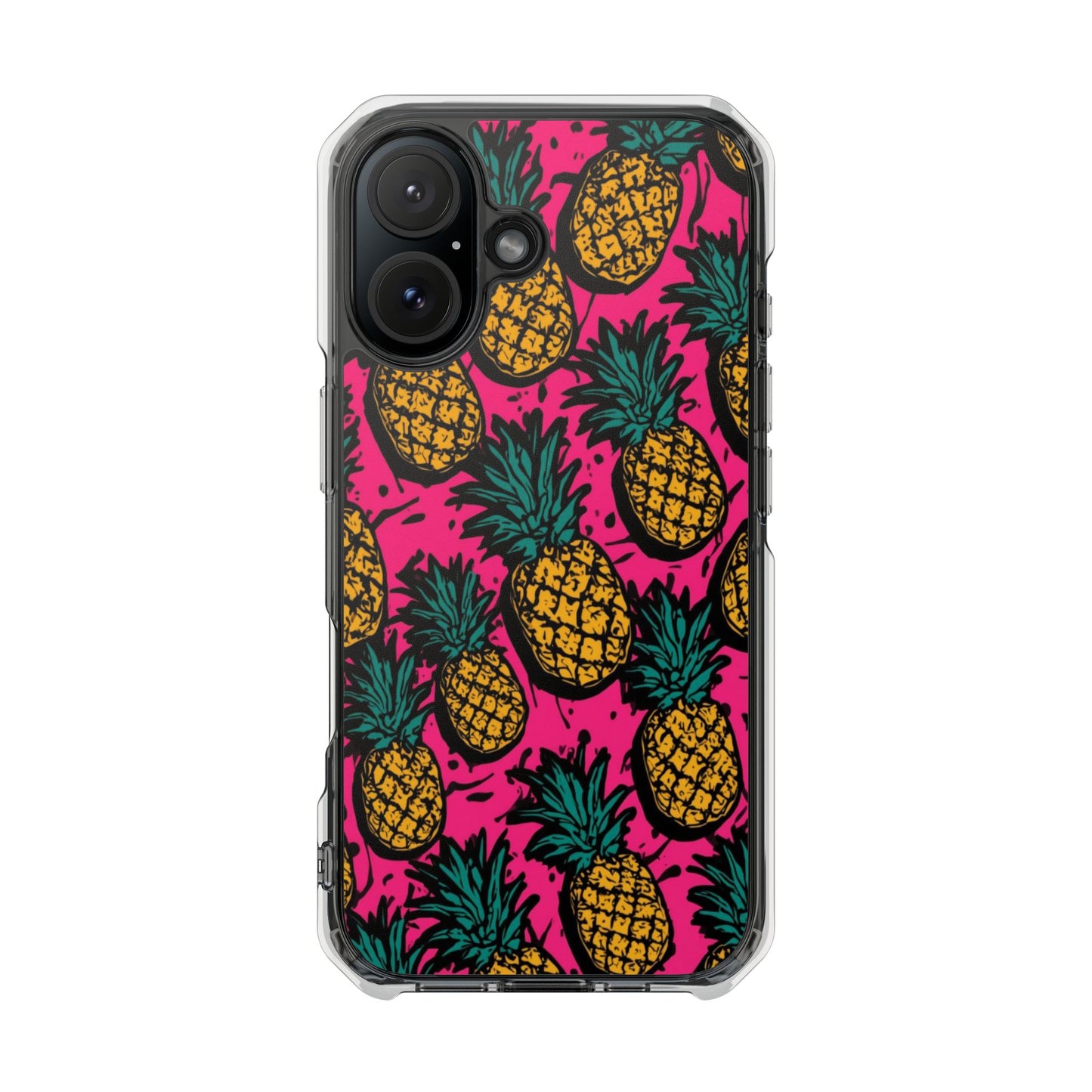 Pineapple Pop Clear Magnetic Phone Case — Impact-Resistant Tropical Design