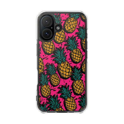 Pineapple Pop Clear Magnetic Phone Case — Impact-Resistant Tropical Design