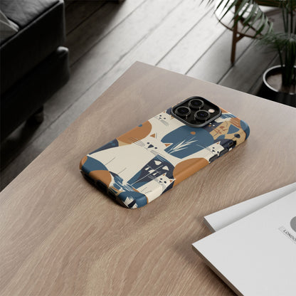 Cat Pattern Phone Case – Retro Abstract Cats Protective iPhone Cover