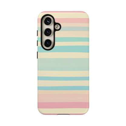 Pastel Striped Tough Phone Case – Protective Retro Rainbow Design